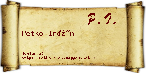 Petko Irén névjegykártya